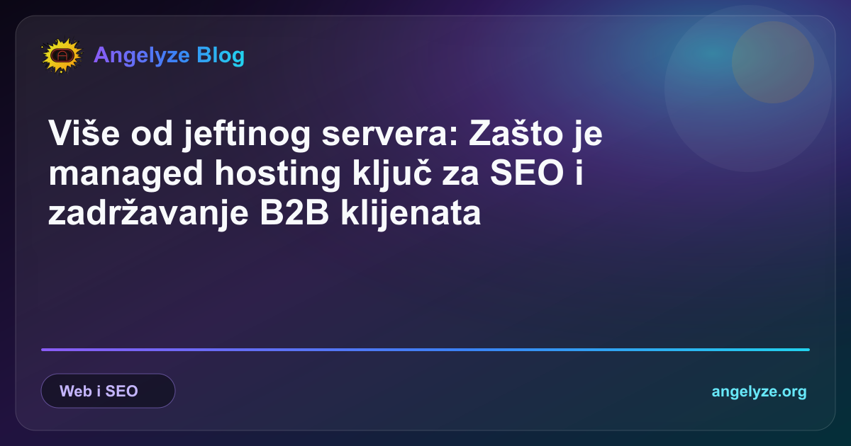 Moderni serverski ormari s plavim LED osvjetljenjem koji simboliziraju brzinu, sigurnost i pouzdanost managed web hostinga.