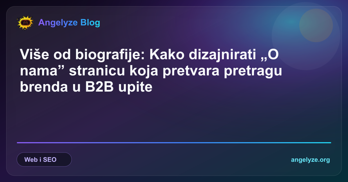 Profesionalno dizajnirana stranica o nama na modernom prijenosnom računalu, prikazujući elemente vizualnog identiteta i UX dizajna.