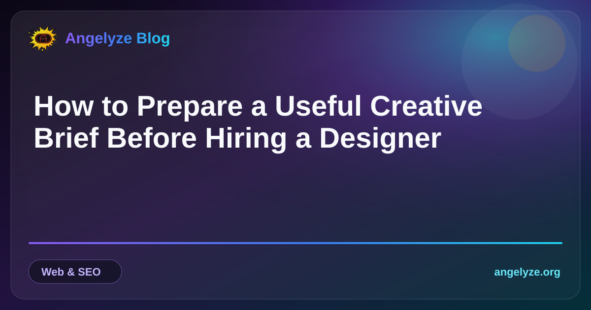 Structured creative brief document on a desk alongside digital interface wireframes and visual design assets
