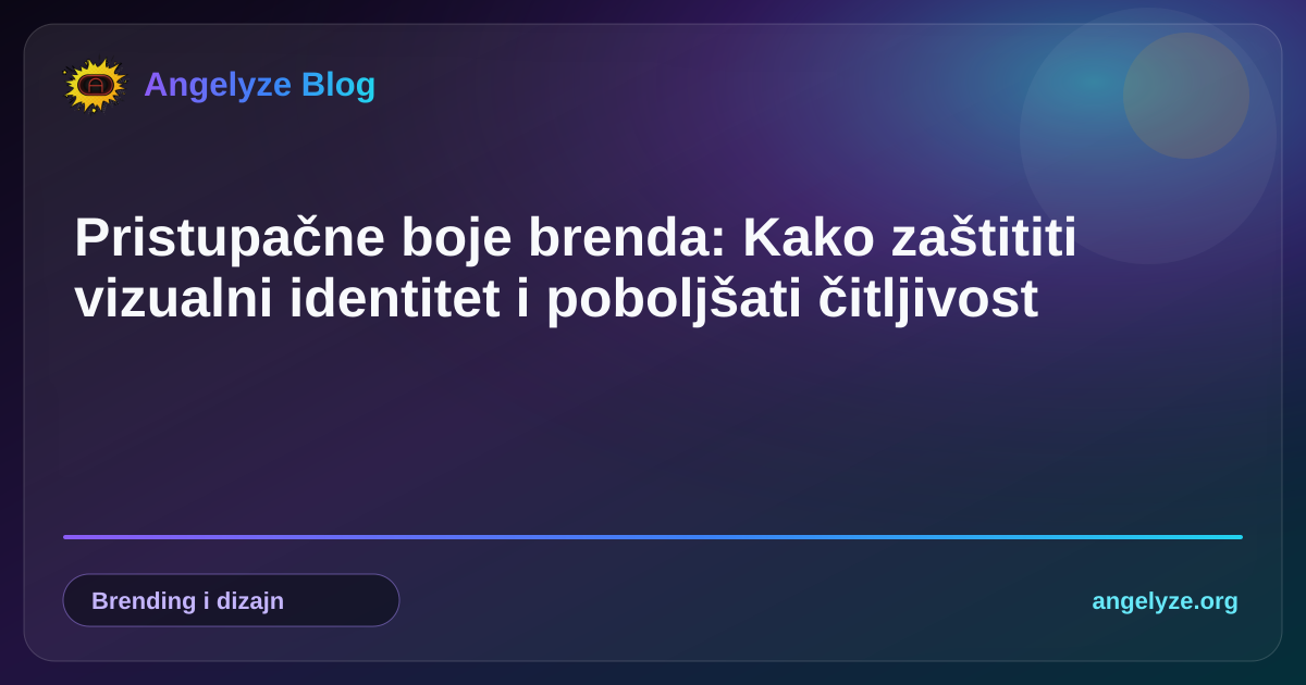 Sučelje moderne web aplikacije koje prikazuje pristupačne omjere kontrasta i dizajnerske tokene za boje brenda.
