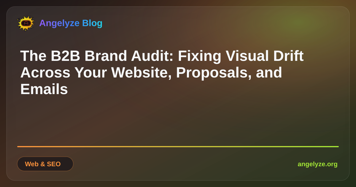 Professional B2B branding audit dashboard showing color palettes and typography scales across multiple digital touchpoints.