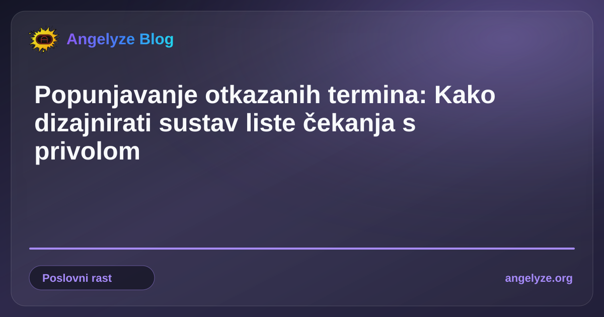 Nadzorna ploča kalendara za rezervacije uslužnih djelatnosti s automatiziranim okidačima liste čekanja