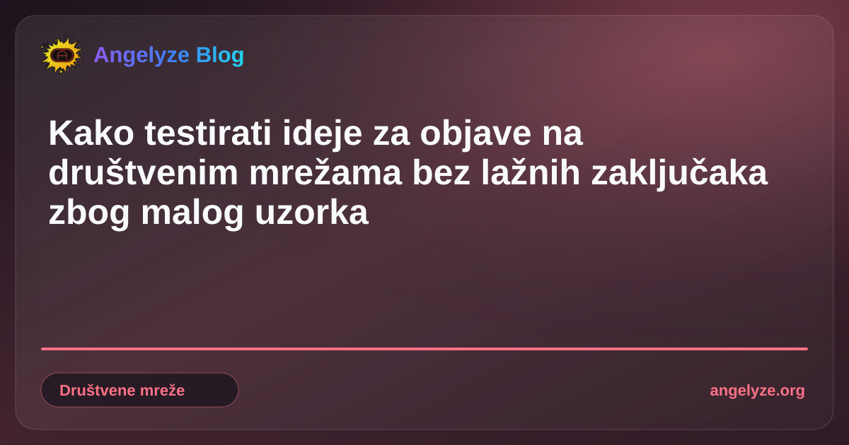 Analitičko sučelje koje prikazuje grafikone uspješnosti marketinških objava na društvenim mrežama i metrike statističke valjanosti.