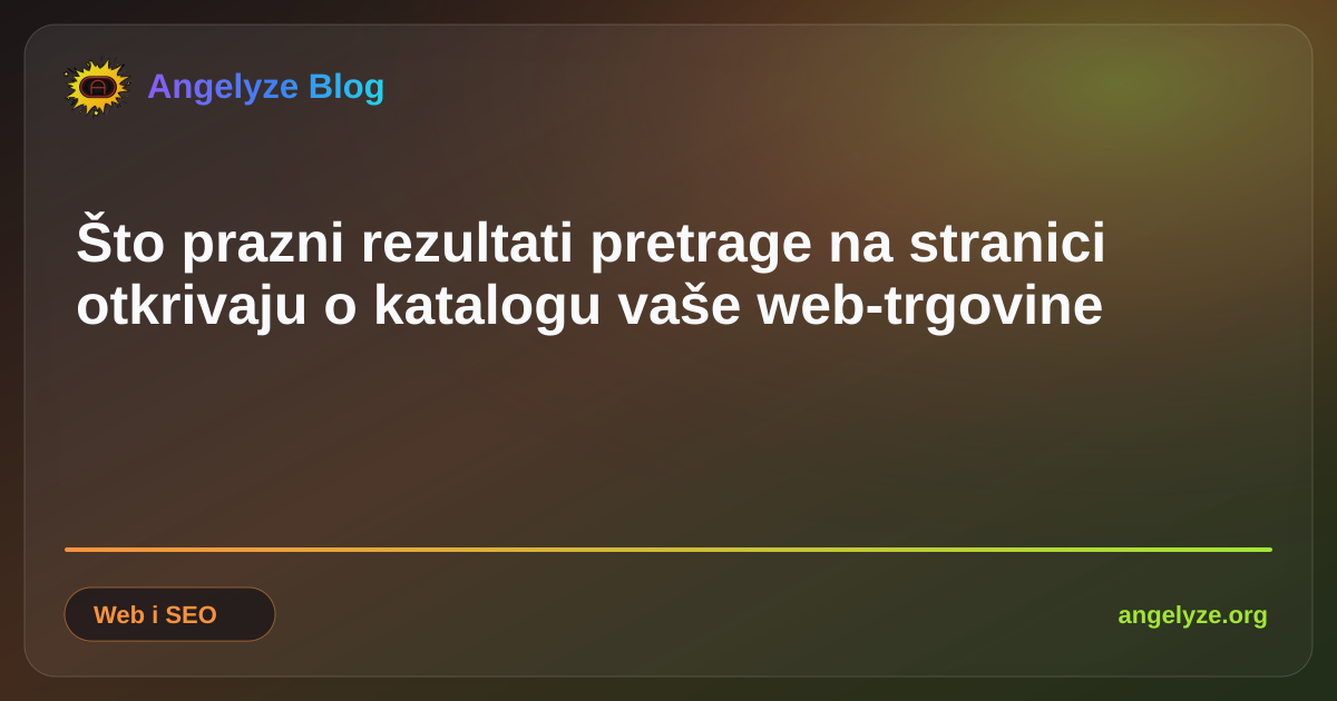 Tražilica mrežne trgovine koja prikazuje prazne rezultate s analitičkom nadzornom pločom u pozadini