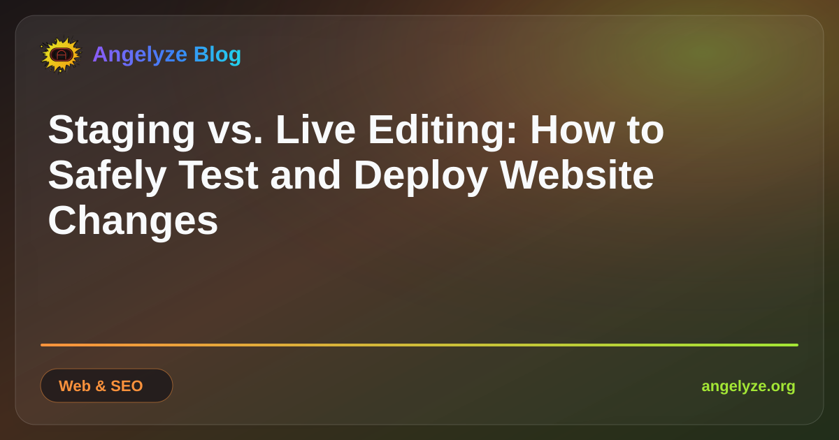 Split screen interface comparing staging environment development with live website deployment workflows